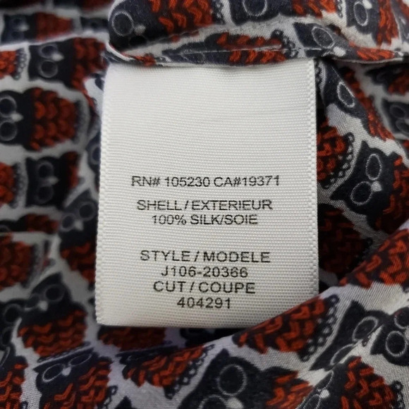 JOIE Masha Blouse Silk Owl Print Short Sleeve Keyhole Tassel Peasant Boho Top - Picture 7 of 8